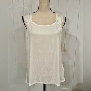 14th & Union Nordstrom white tank top with shoulder details size L